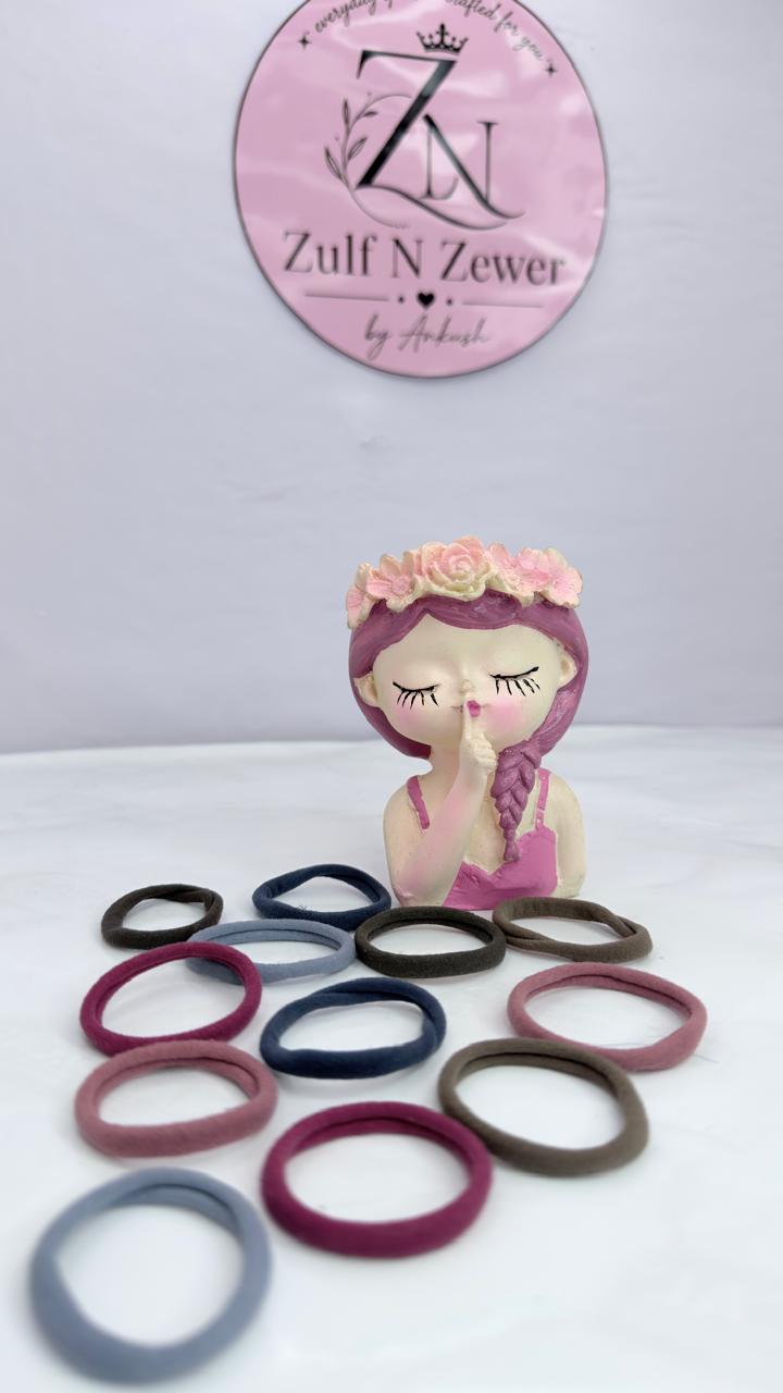 Multicolor Elastic Hair Ties for Women & Girls – Stretchable Ponytail Hair Bands - 12 Pcs