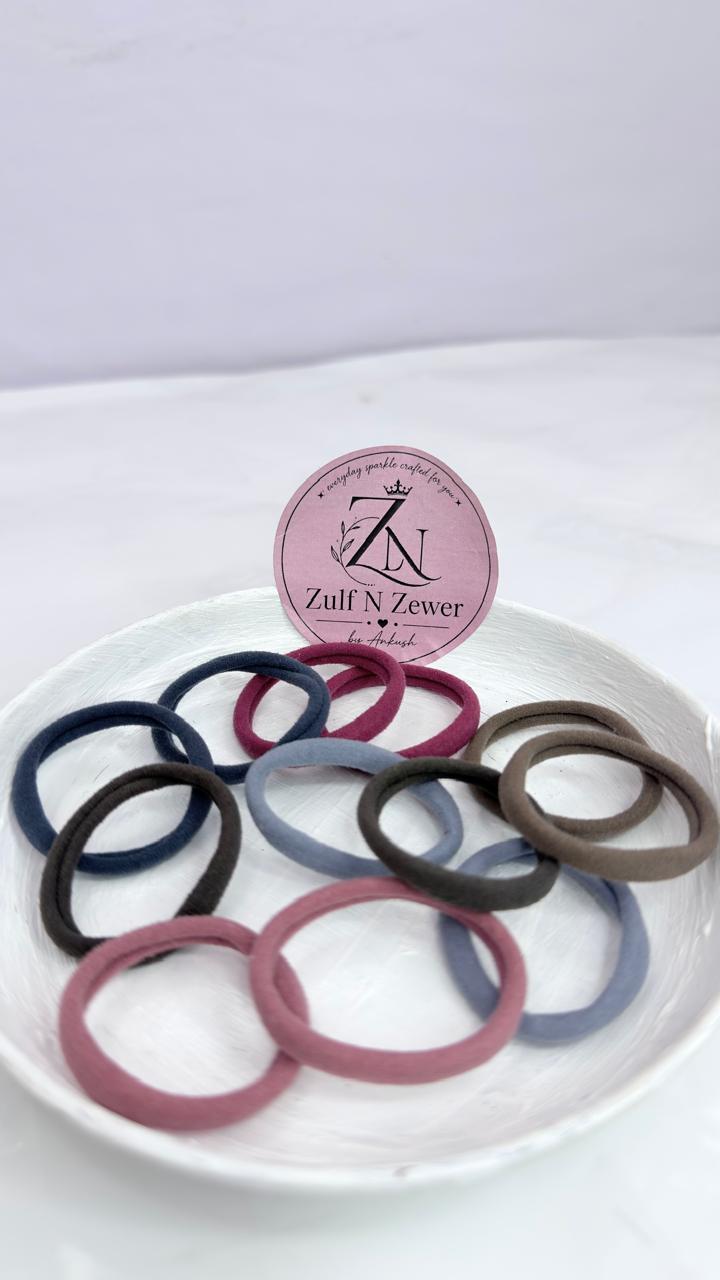 Multicolor Elastic Hair Ties for Women & Girls – Stretchable Ponytail Hair Bands - 12 Pcs
