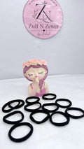 Black Elastic Hair Ties for Women & Girls – Stretchable Ponytail Hair Bands - Pack of 12