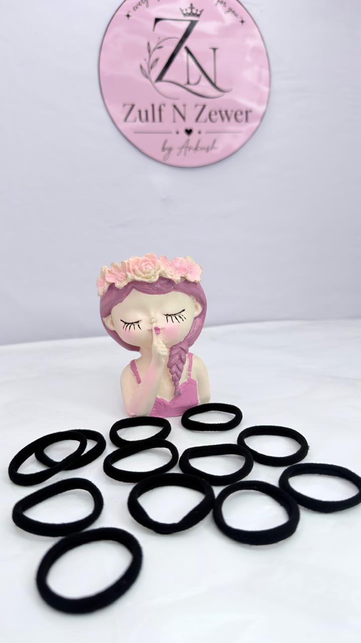 Black Elastic Hair Ties for Women & Girls – Stretchable Ponytail Hair Bands - Pack of 12