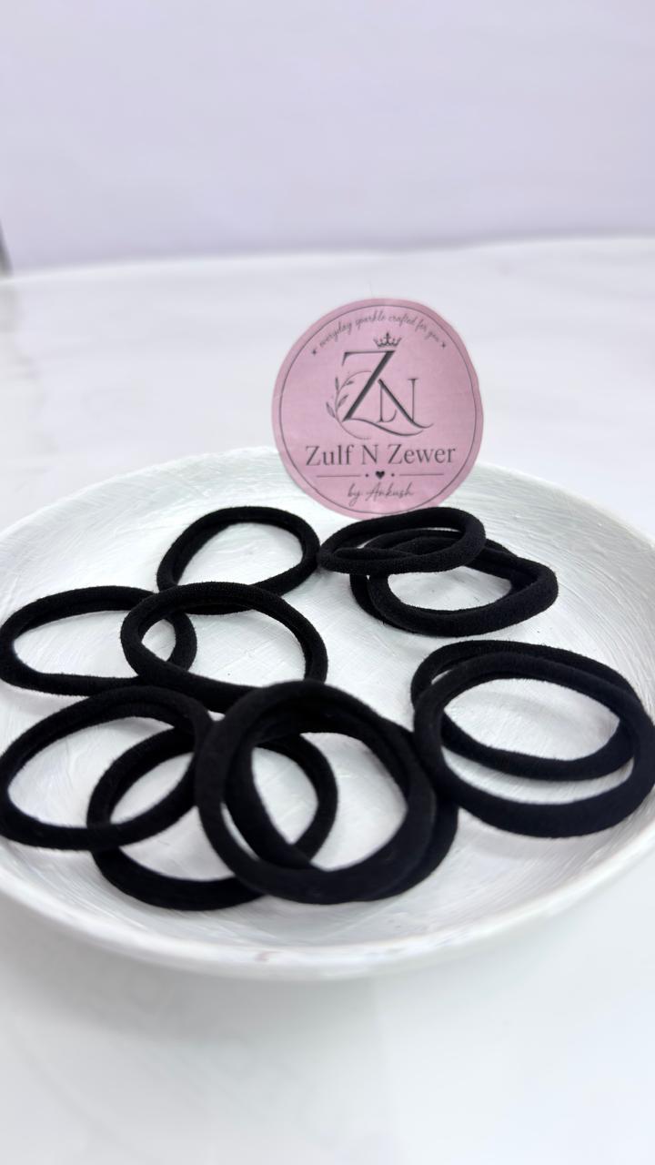 Black Elastic Hair Ties for Women & Girls – Stretchable Ponytail Hair Bands - Pack of 12