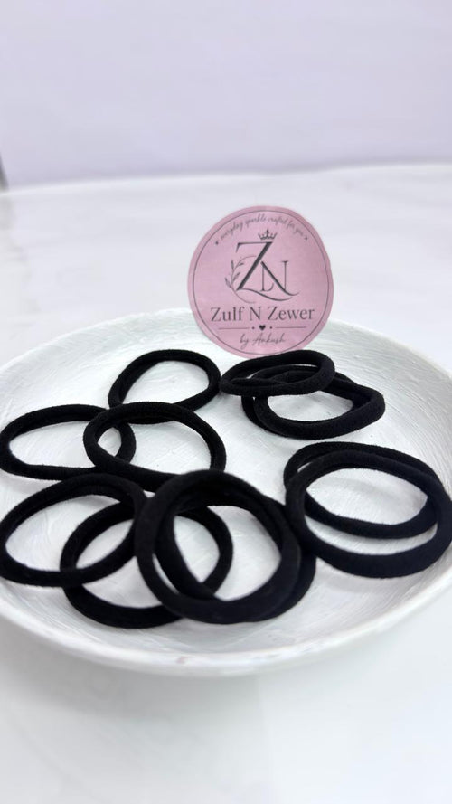 Black Elastic Hair Ties for Women & Girls – Stretchable Ponytail Hair Bands - Pack of 12