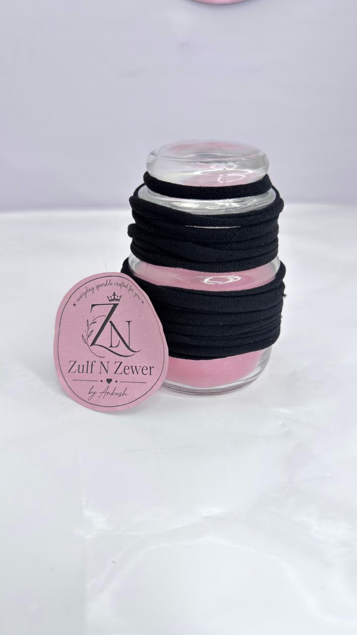 Black Elastic Hair Ties for Women & Girls – Stretchable Ponytail Hair Bands - Pack of 12