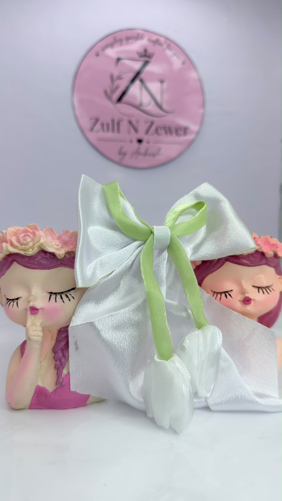Baby Pink Satin Tulip Bow Hair Clip