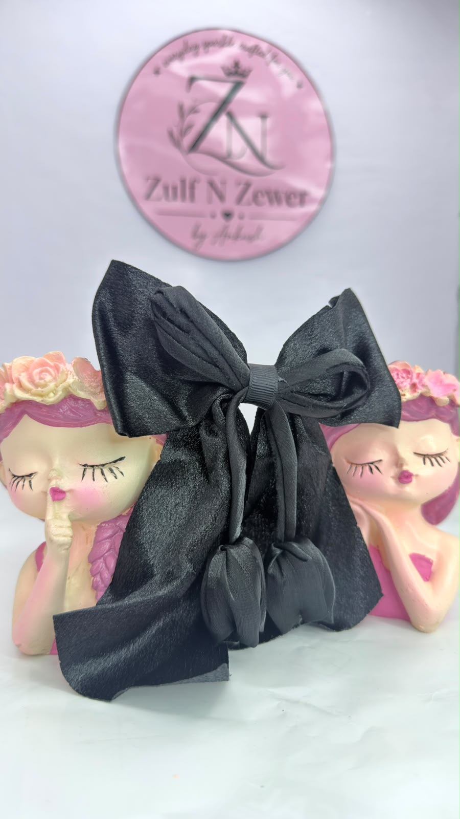 Baby Pink Satin Tulip Bow Hair Clip
