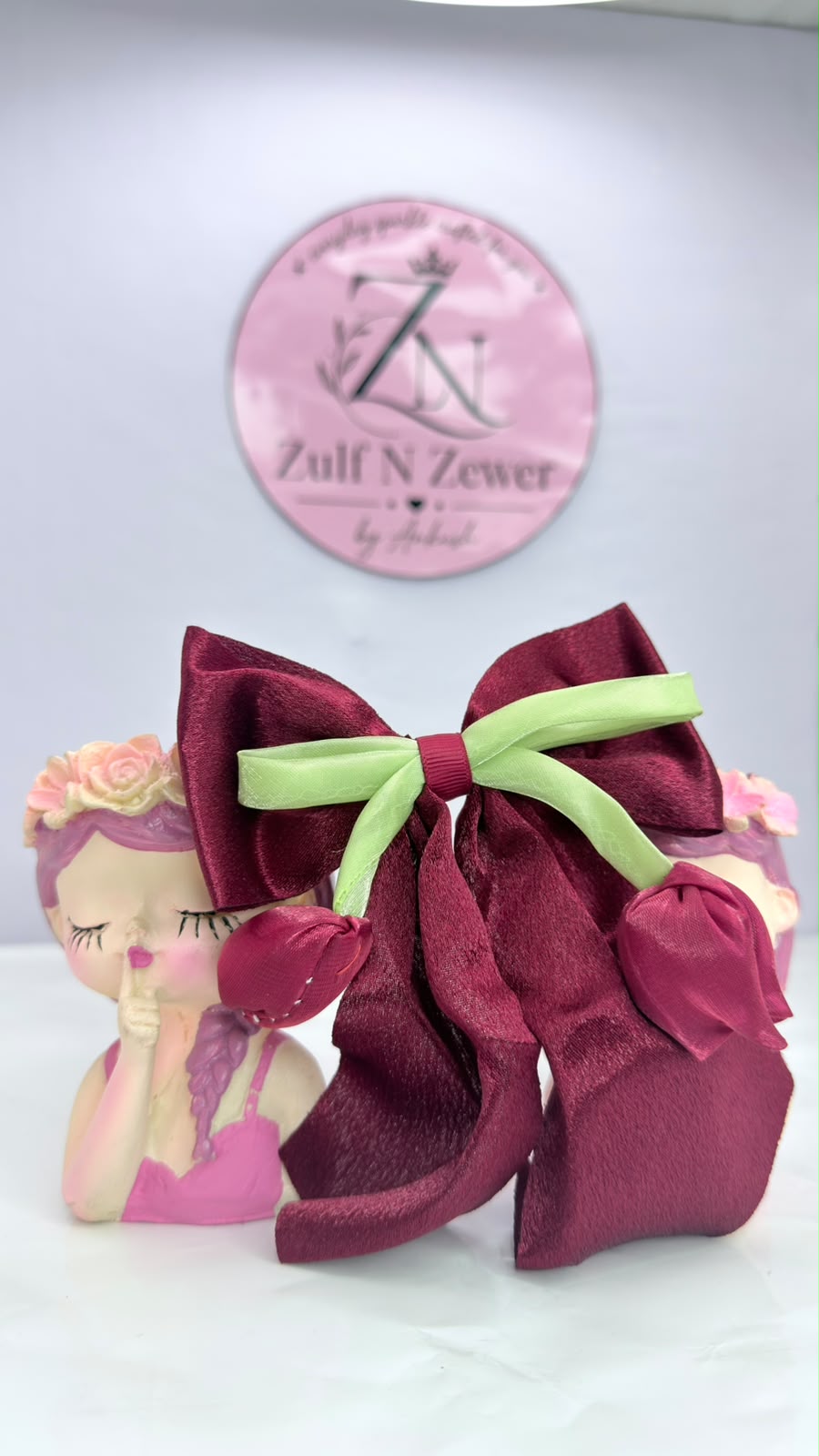 Baby Pink Satin Tulip Bow Hair Clip