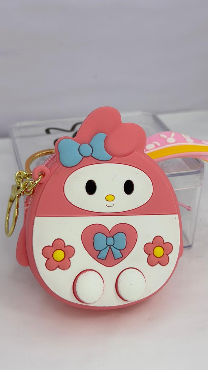 Cute Cartoon Character Silicone Coin Pouch & Keychain Collection