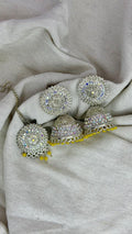 Silver Oxidised Jhumka Earrings with Beads