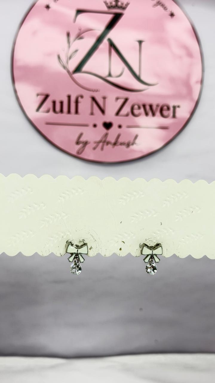 Bow Drop Crystal Stud Earrings