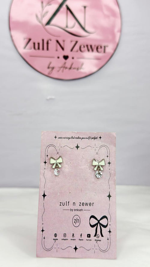 Bow Drop Crystal Stud Earrings