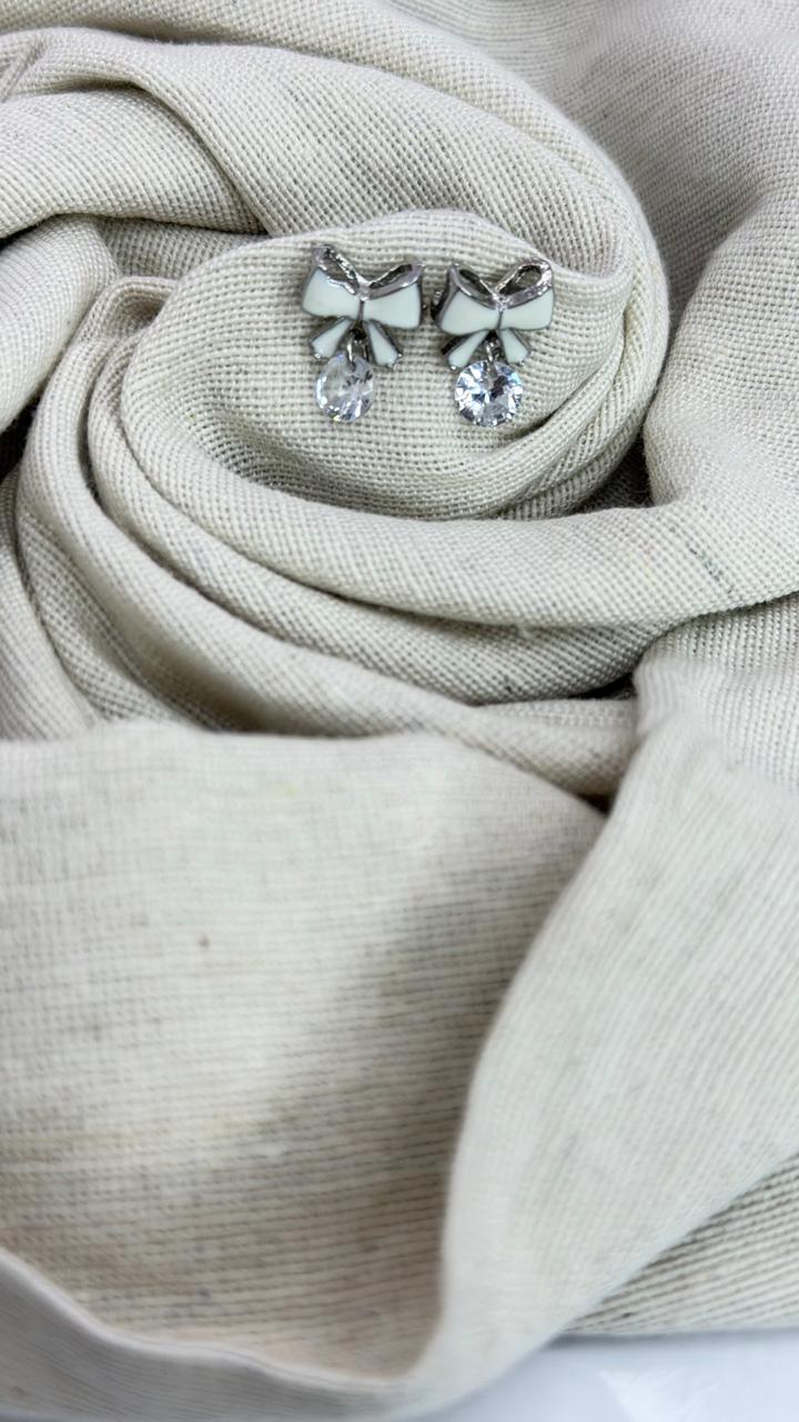 Bow Drop Crystal Stud Earrings