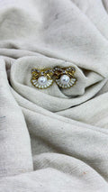 Pearl Bow Stud Earrings