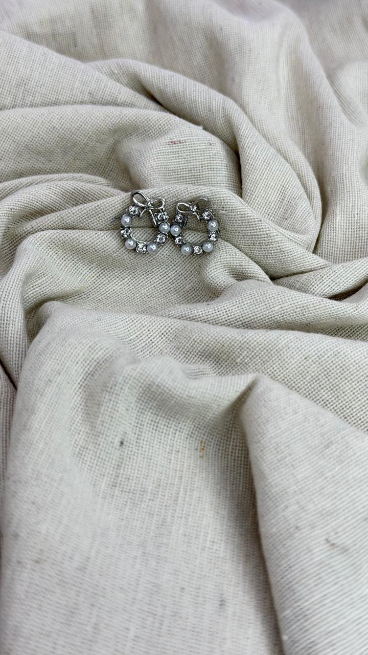 Pearl Bow Hoop Earrings