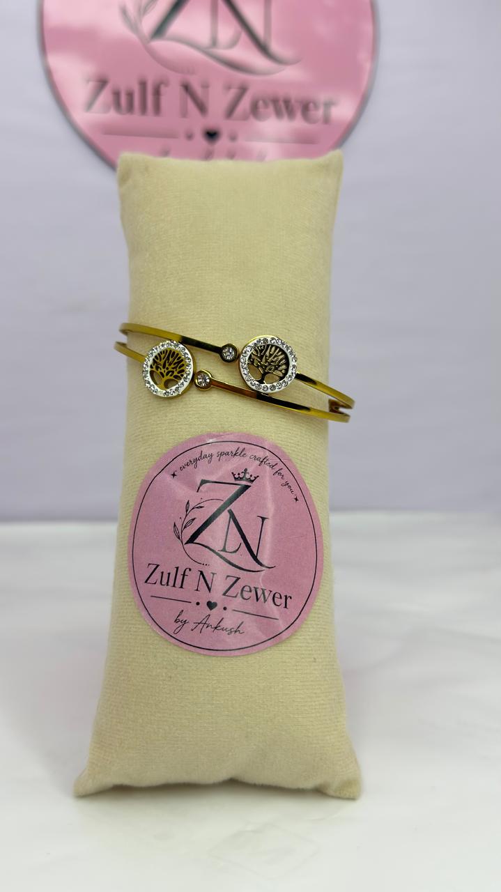 Elegant Tree of Life Crystal Bangle