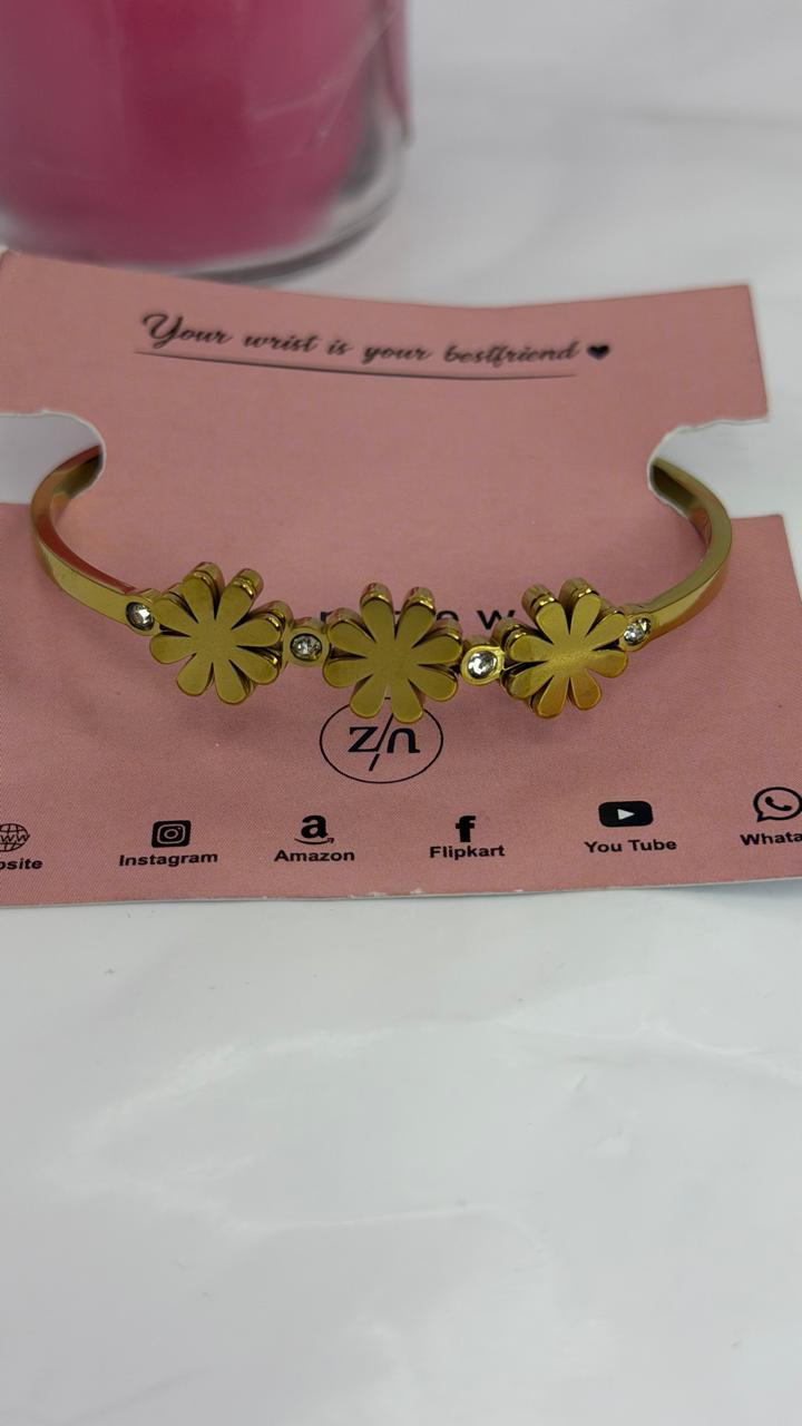 Triple Daisy Cuff Bangle