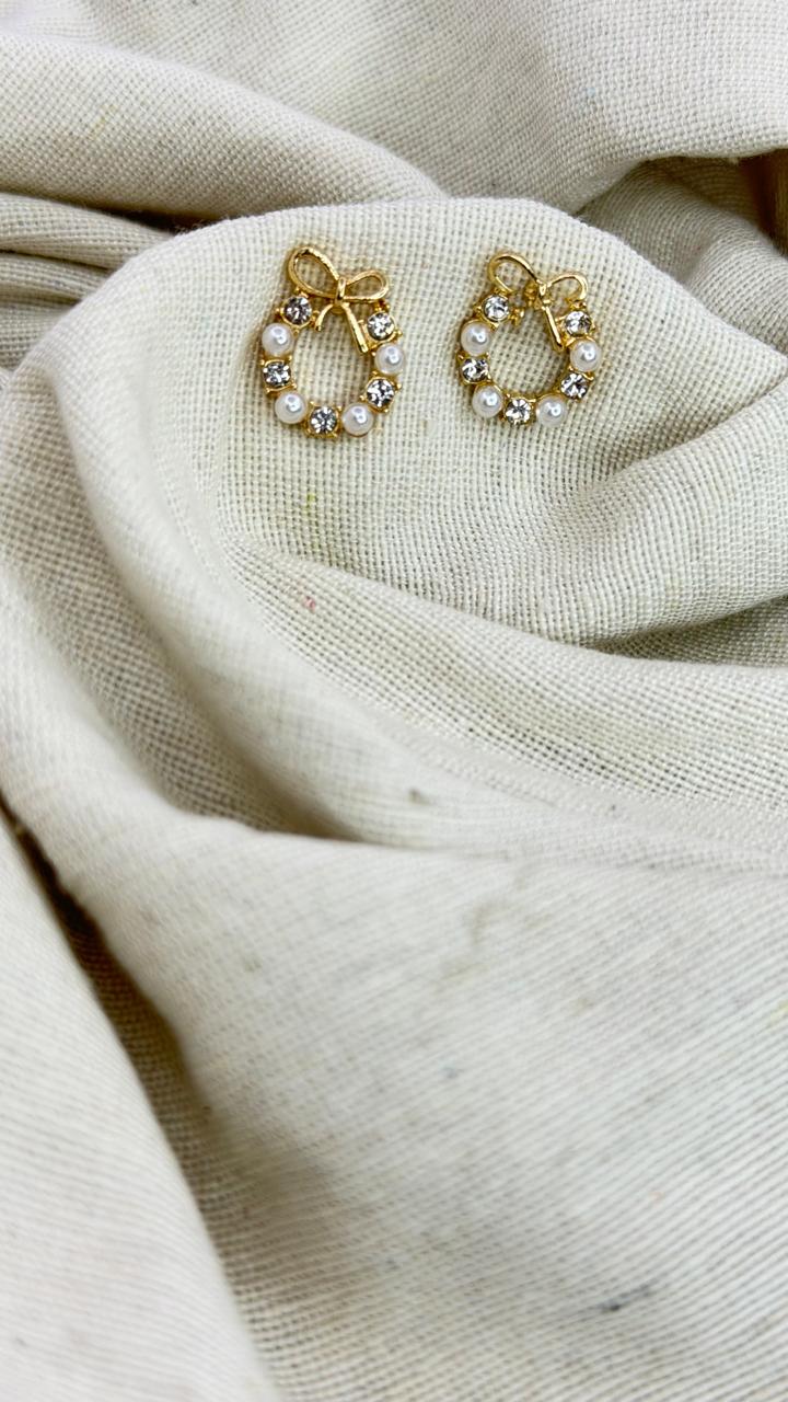 Pearl Bow Hoop Earrings