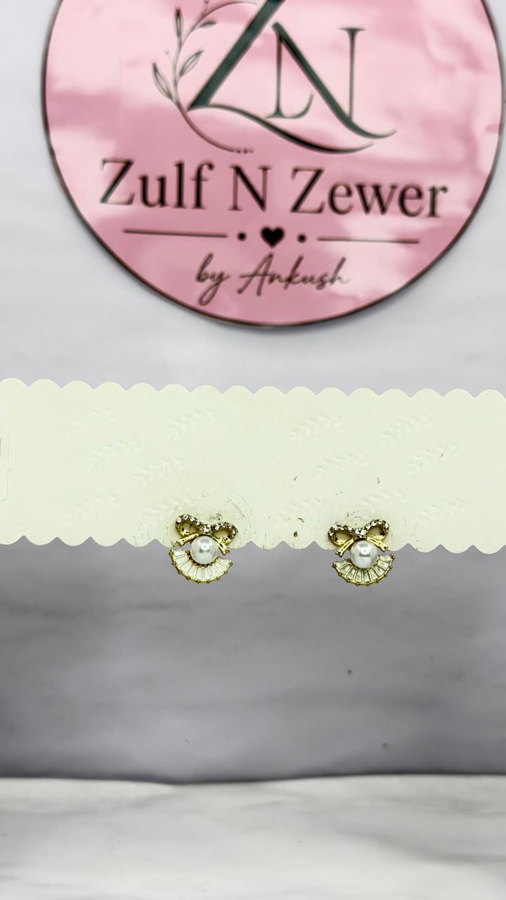 Pearl Bow Stud Earrings