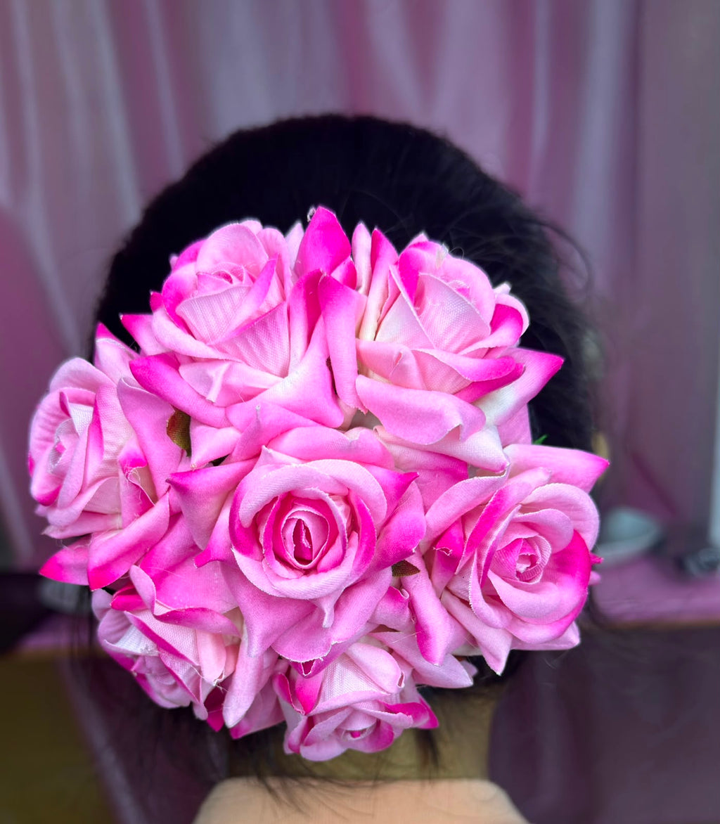 Artificial Rose Floral Hair Bun – Bridal, Wedding & Festive Hair Accessory