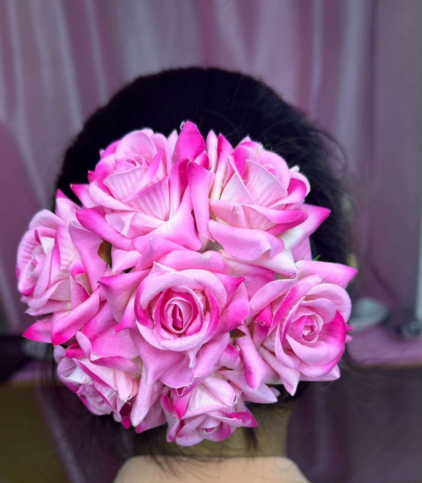 Artificial Rose Floral Hair Bun – Bridal, Wedding & Festive Hair Accessory