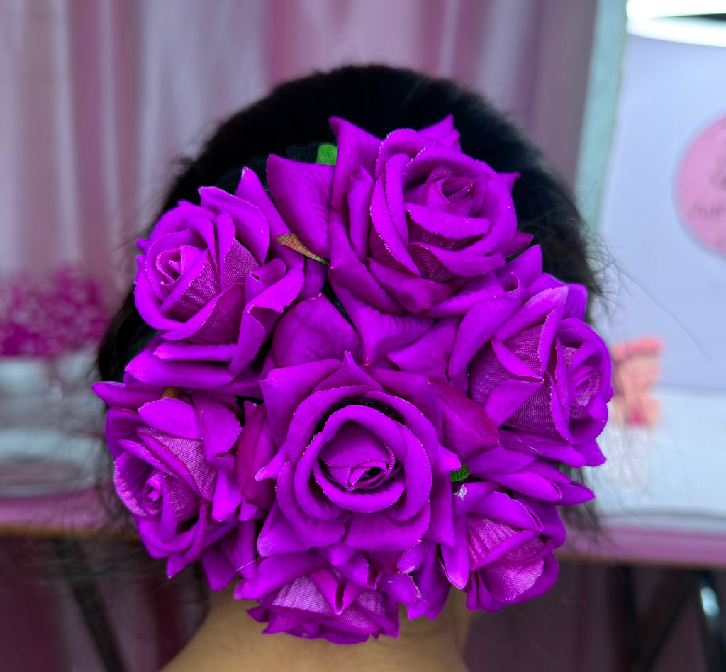 Artificial Rose Floral Hair Bun – Bridal, Wedding & Festive Hair Accessory