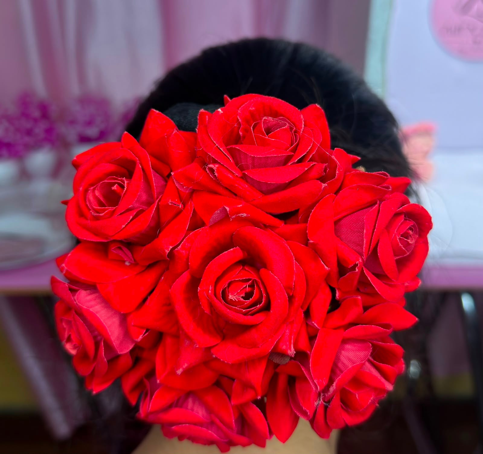 Artificial Rose Floral Hair Bun – Bridal, Wedding & Festive Hair Accessory