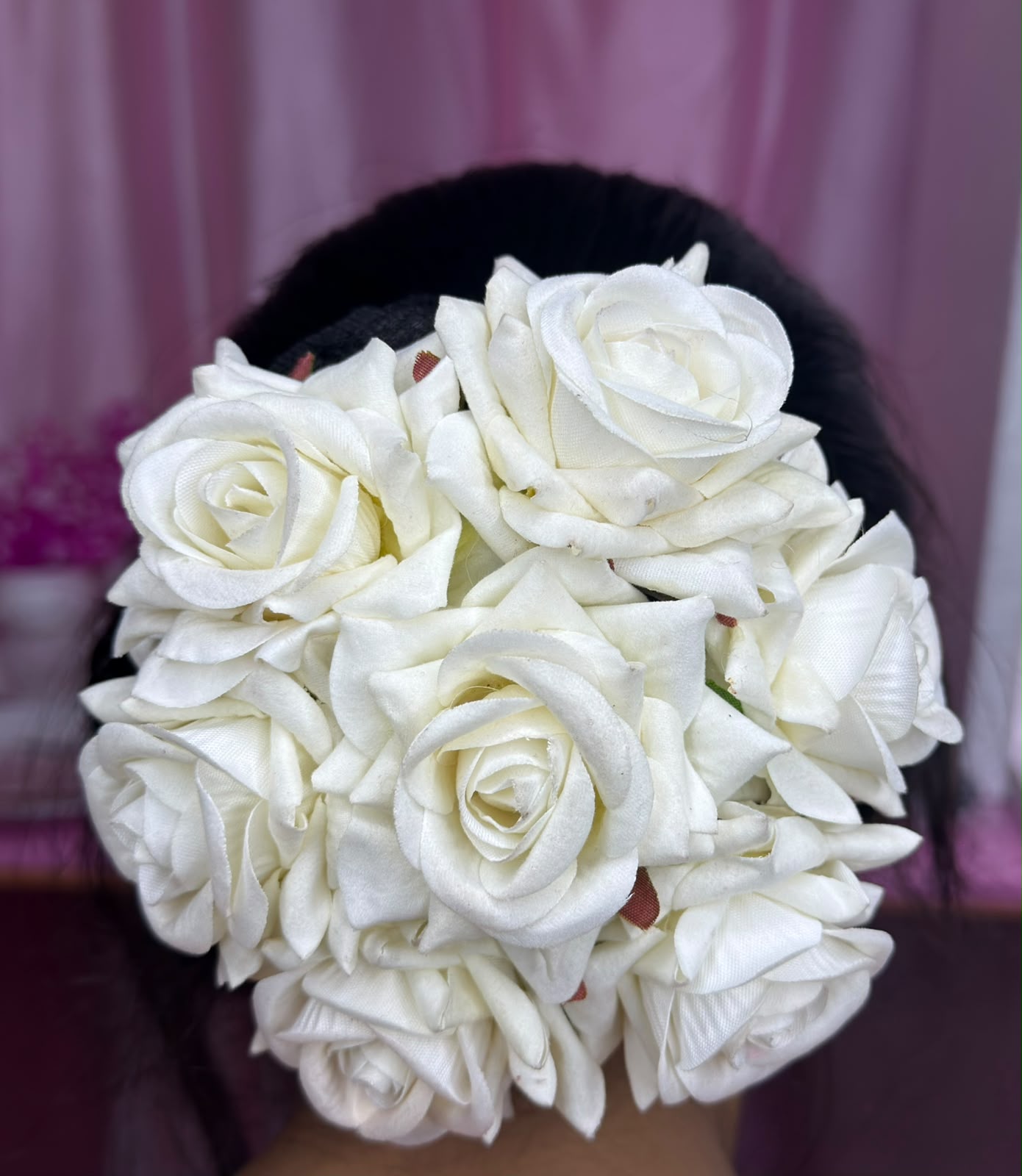 Artificial Rose Floral Hair Bun – Bridal, Wedding & Festive Hair Accessory