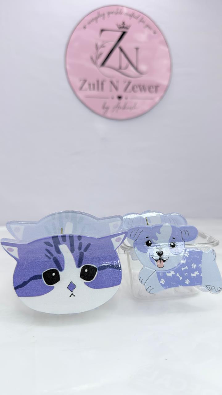 Cartoon Animal Hair Claw Clip Combo – Cat & Bear Design