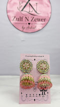 Blush Pink Floral Stone Jhumka Earrings