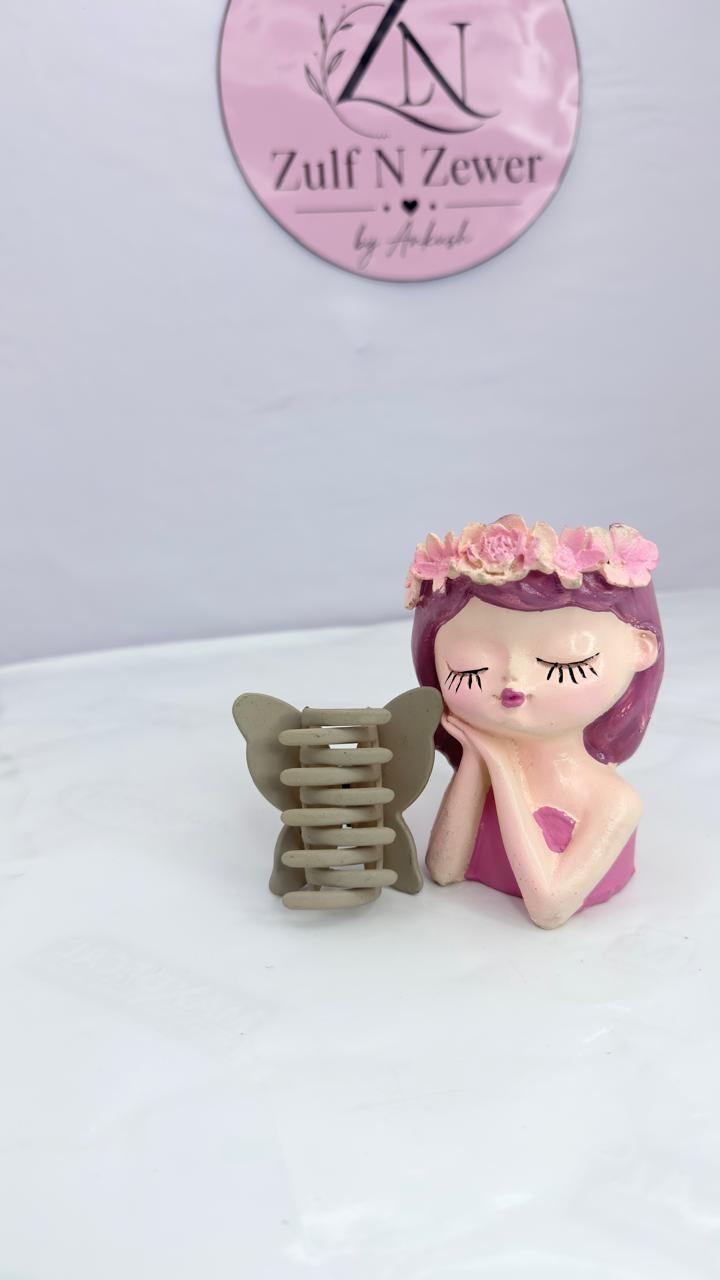 Matte Butterfly Hair Claw Clip for Women – Vanilla Cream