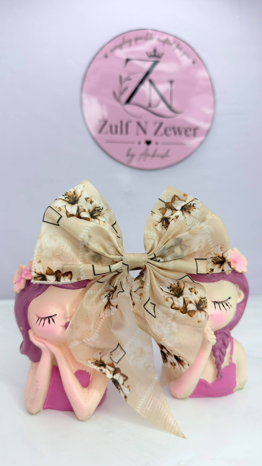 Chiffon Hair Bow Clip Combo Set | Floral & Solid Long Tail Bow Hair Accessories for Women & Girls (Pack of 2)