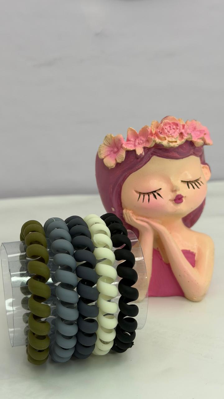 Classic Neutral Spiral Hair Tie Combo Set – No Crease Coil Hair Bands for Women & Girls (Set of 5)