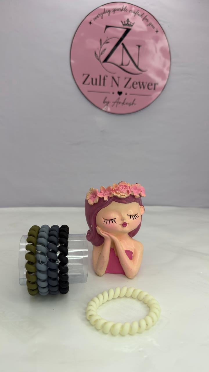 Classic Neutral Spiral Hair Tie Combo Set – No Crease Coil Hair Bands for Women & Girls (Set of 5)