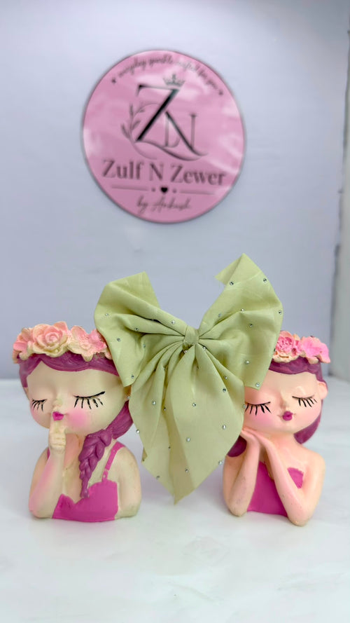 Crystal Embellished Chiffon Hair Bow Clip Combo Set | Long Tail Bow Hair Accessories for Women & Girls (Pack of 2)