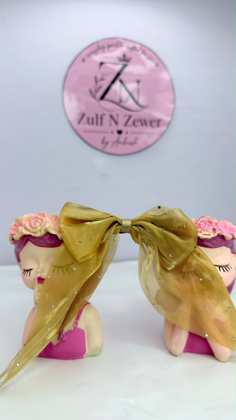 Crystal Embellished Chiffon Hair Bow Clip Combo Set | Long Tail Bow Hair Accessories for Women & Girls (Pack of 2)