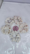 Cute Teddy Print Cotton Hair Scrunchie (Pack Of 5)
