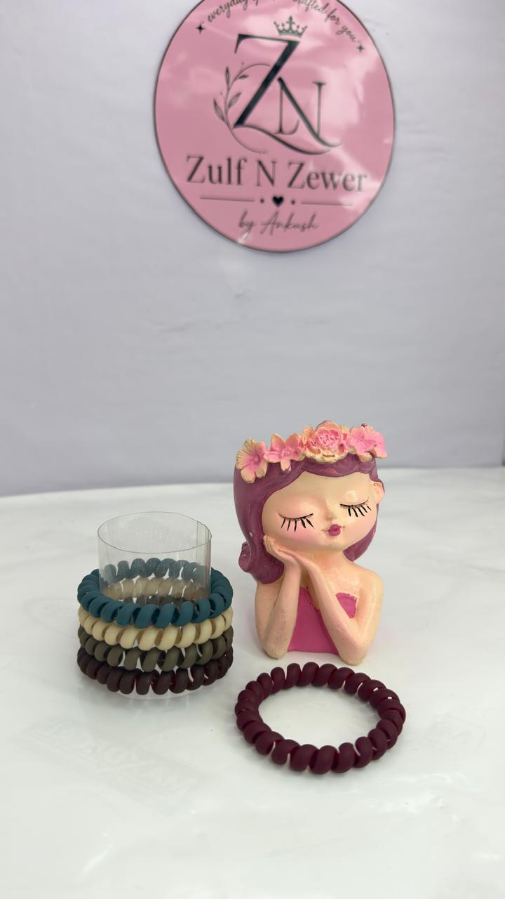 Earthy Elegance Spiral Hair Tie Combo Set – No Crease Coil Hair Bands for Women & Girls (Set of 5)