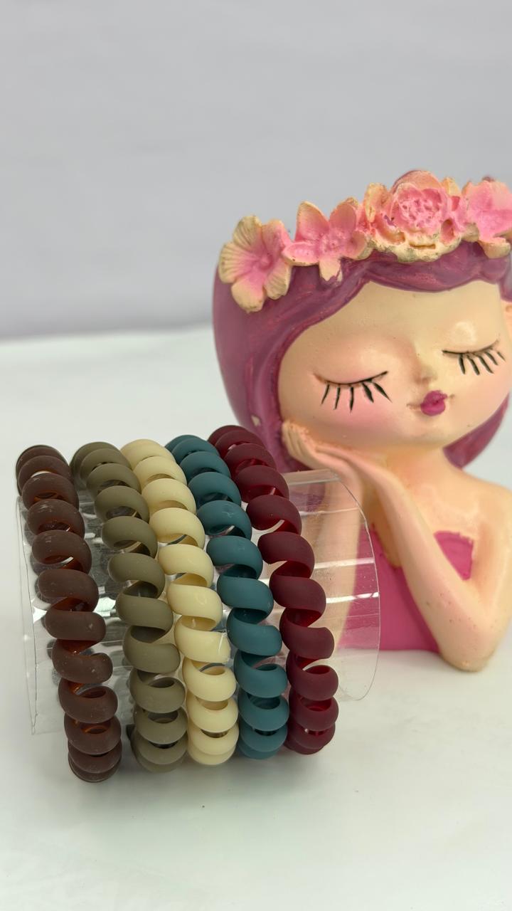 Earthy Elegance Spiral Hair Tie Combo Set – No Crease Coil Hair Bands for Women & Girls (Set of 5)