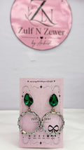 Emerald Green Crystal Statement Hoop Earrings | Elegant Party Wear Crystal Earrings for Women