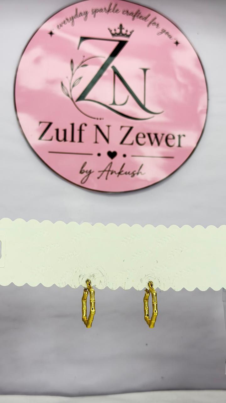 Zulf N Zewer Gold Bamboo Hoop Earrings for Women & Girls