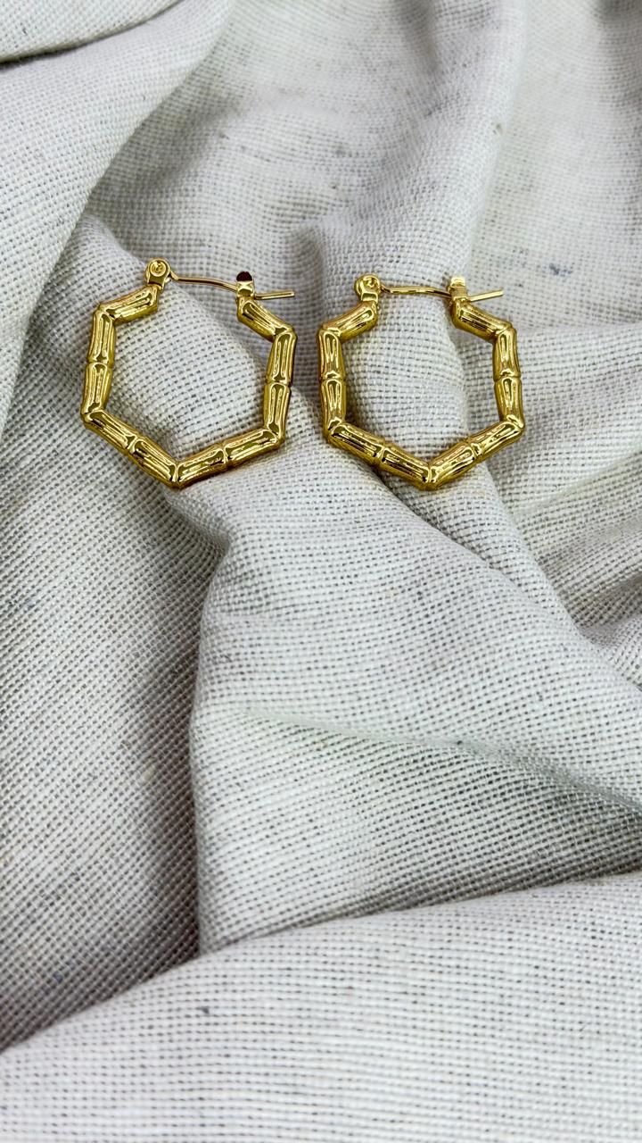 Zulf N Zewer Gold Bamboo Hoop Earrings for Women & Girls