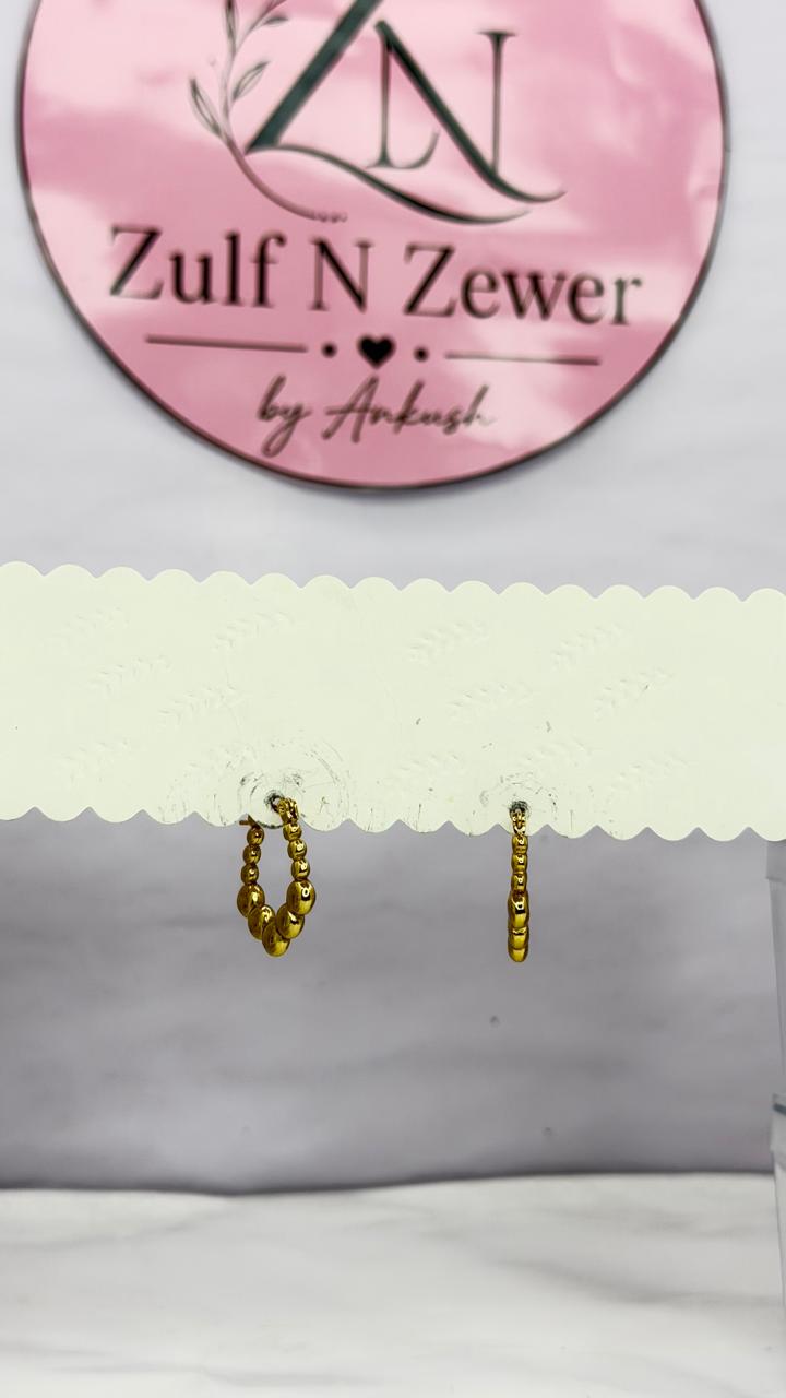 Gold Beaded Hoop Earrings | Minimalist Ball Hoop Earrings for Women & Girls
