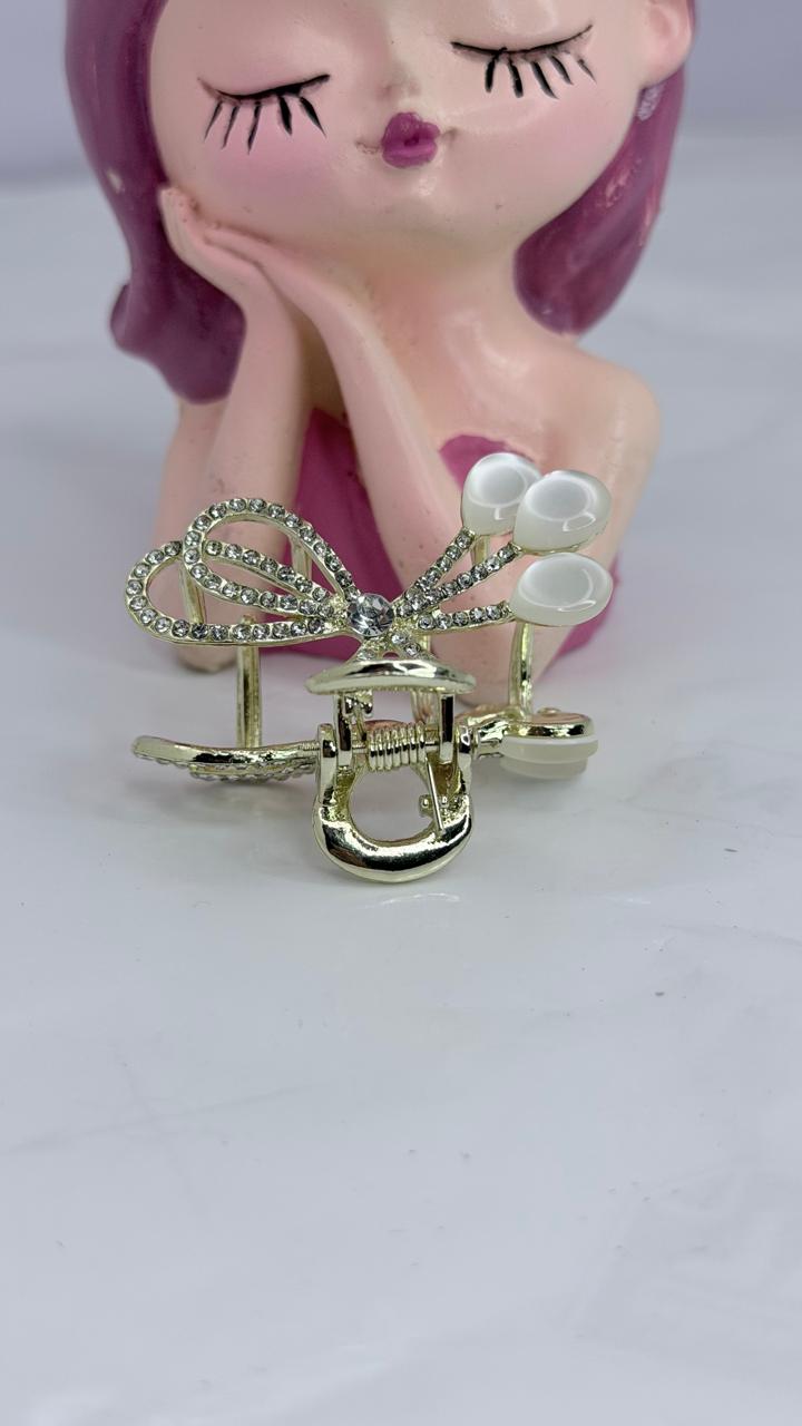 Gold Butterfly Pearl Hair Claw Clip | Elegant Rhinestone Hair Accessory for Women & Girls