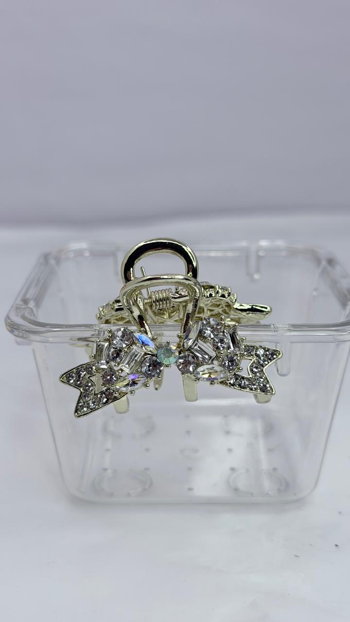 Gold Crystal Butterfly Hair Claw Clip | Elegant Rhinestone Hair Accessory for Women & Girls