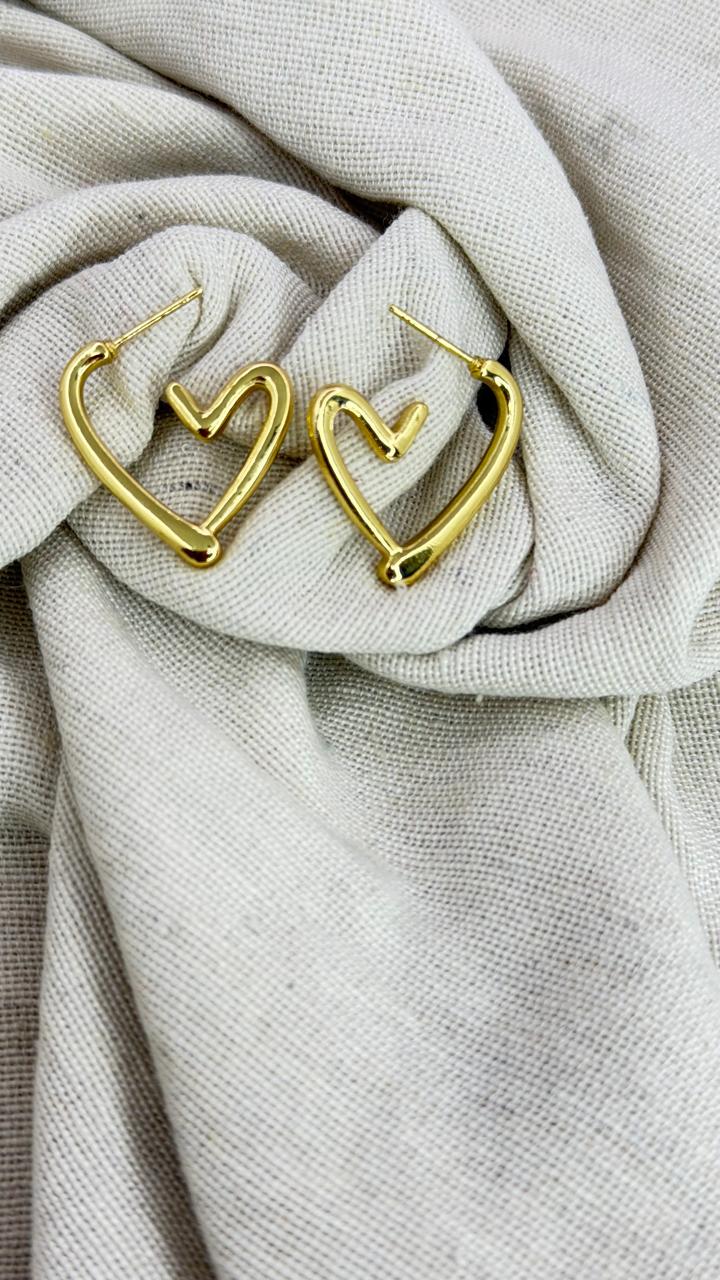 Gold Heart Hoop Earrings | Minimalist Open Heart Earrings for Women & Girls