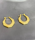 Gold Textured Geometric Hoop Earrings | Elegant Statement Hoop Earrings for Women & Girls