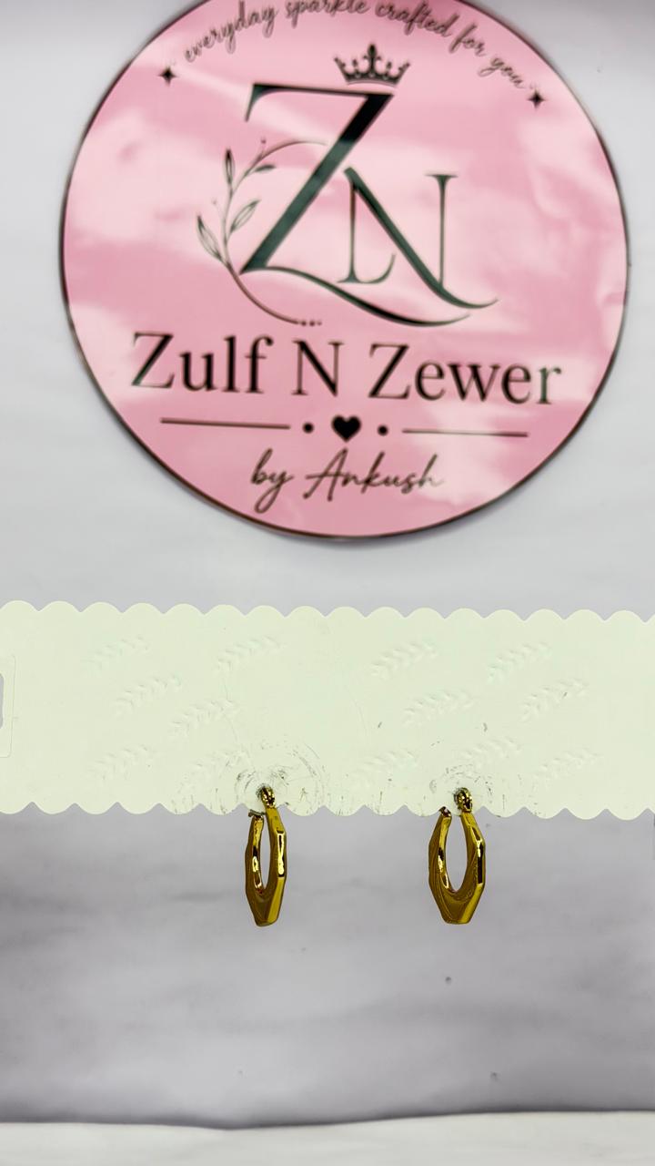 Gold Textured Geometric Hoop Earrings | Elegant Statement Hoop Earrings for Women & Girls