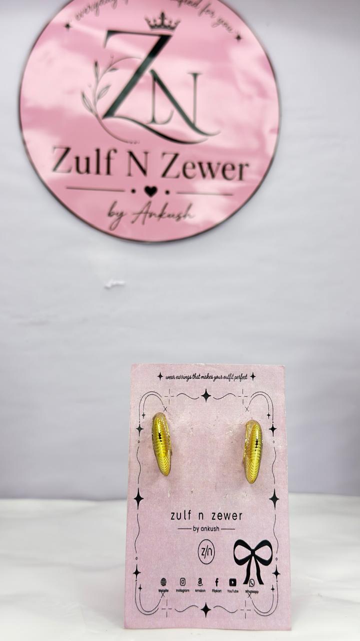 Gold Textured Oval Hoop Earrings | Elegant Minimalist Hoop Earrings for Women & Girls