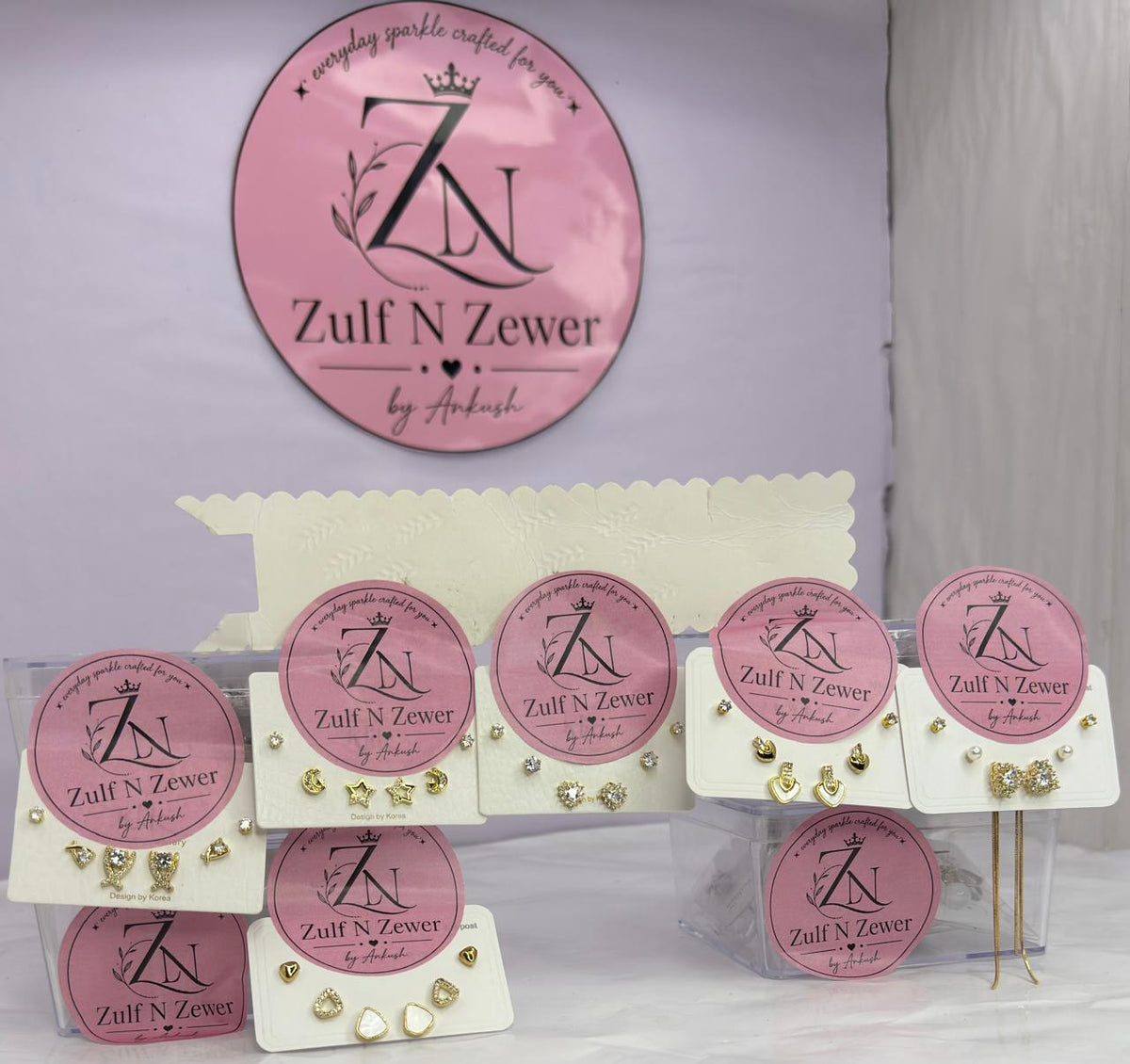 Gold-Tone Stud Earrings Collection – Heart, Star & Elegant Crystal Designs (Pack of 1)