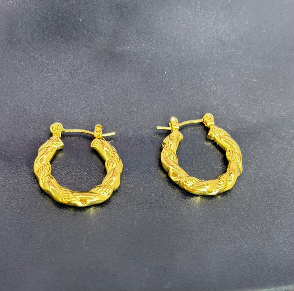 Gold Twisted Textured Hoop Earrings | Classic Rope Hoop Earrings for Women & Girls