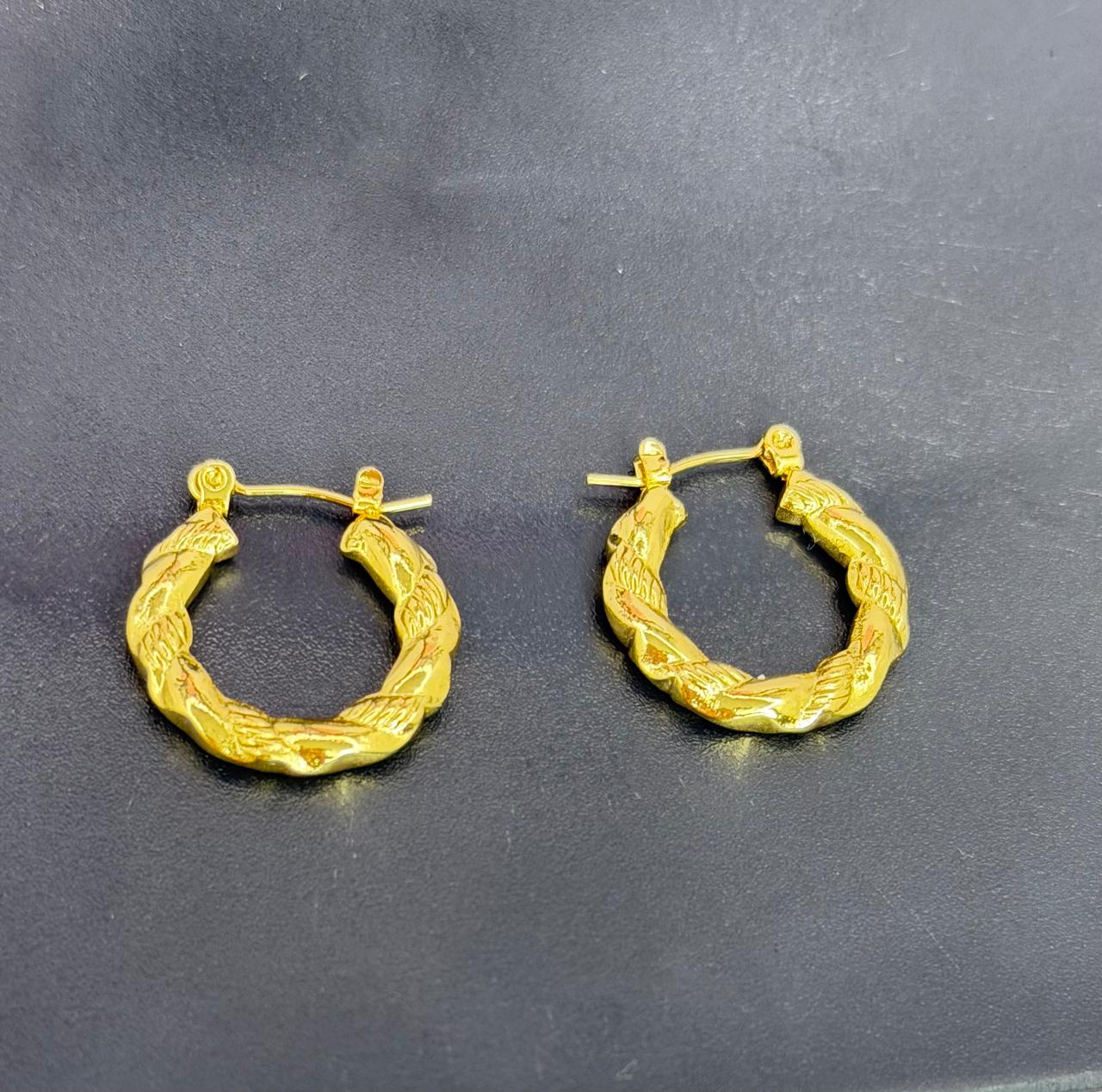 Gold Twisted Textured Hoop Earrings | Classic Rope Hoop Earrings for Women & Girls